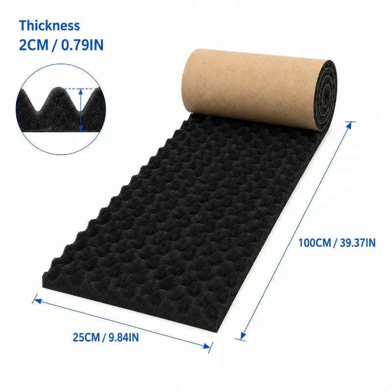 2cm thicker Self Adhesive Acoustic Foam Roll High Density Sound Absorbing Insulation Foam for Car Studio Wall Noise Reduction-2cm-50x200cm