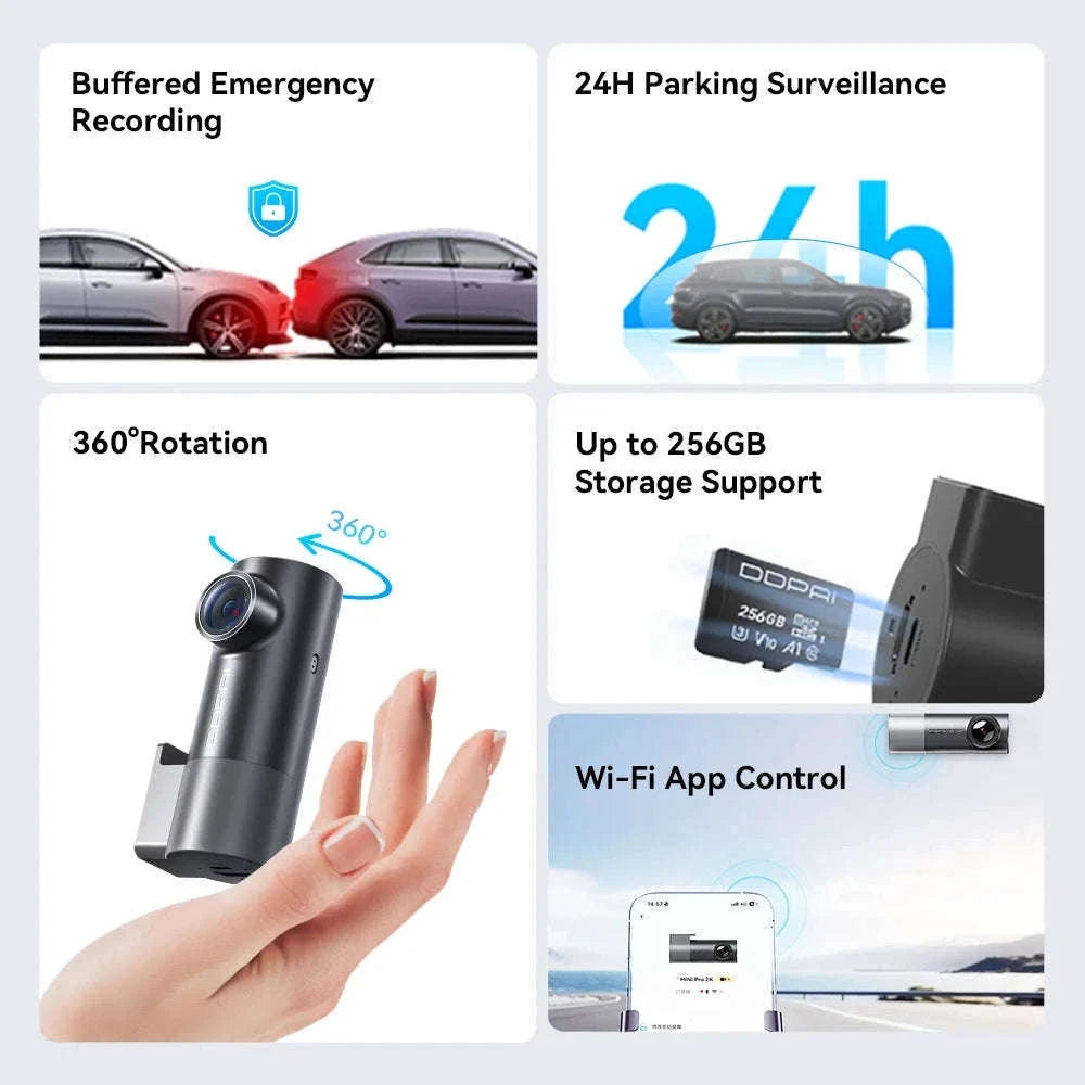 2K 1440P Dash Camera WiFi DVR 121° FOV Night Vision Voice Control Parking Monitor-MINI Pro 3K / China Mainland