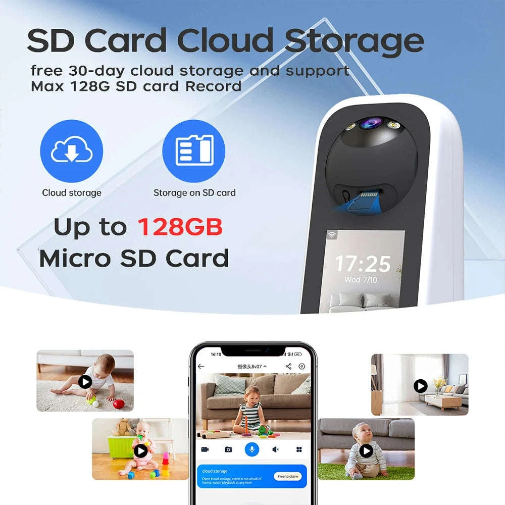 2K 3MP PTZ Baby Monitor with Video Calling and AI Tracking-2K No SD / UK Plug / CHINA