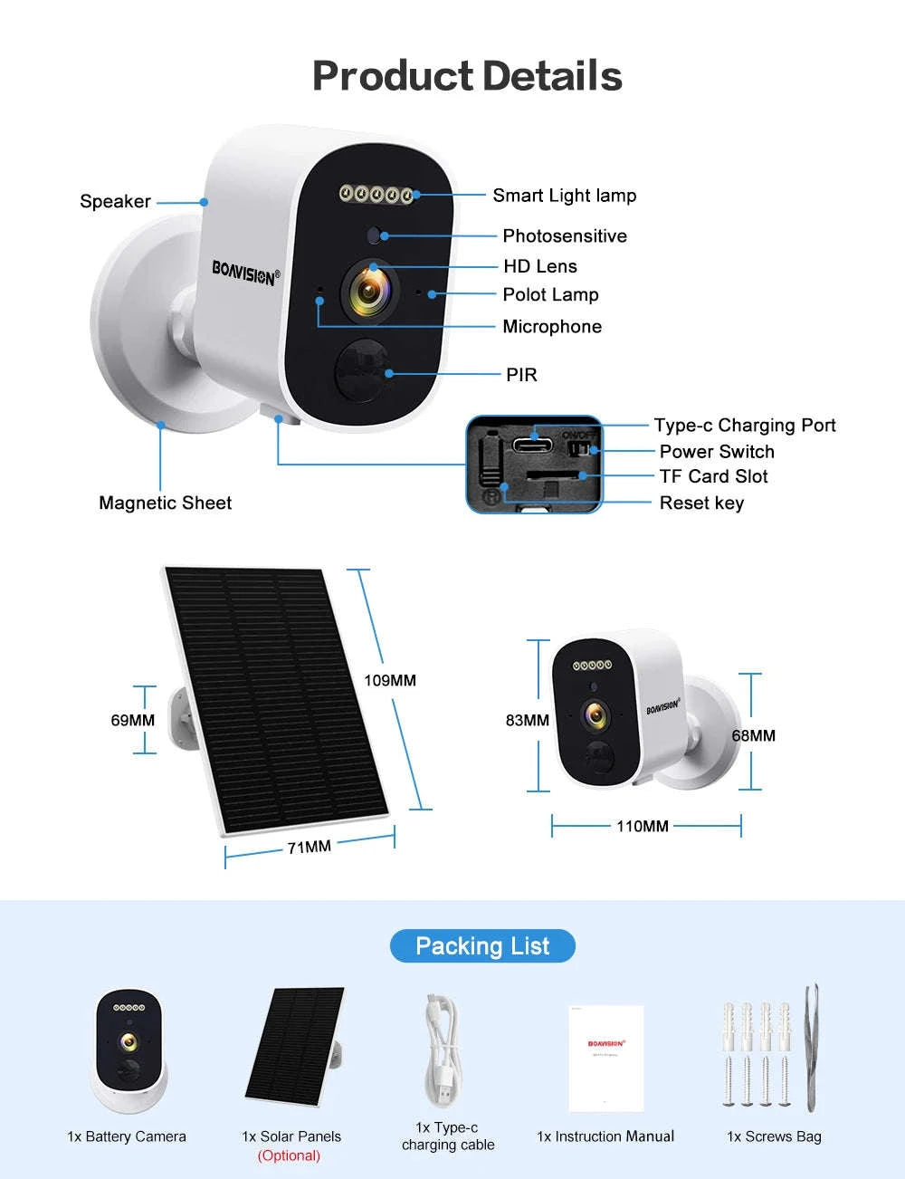 2K 3MP Wireless Solar Security Camera with Battery and Night Vision-2K Solar Panel Cam / United States