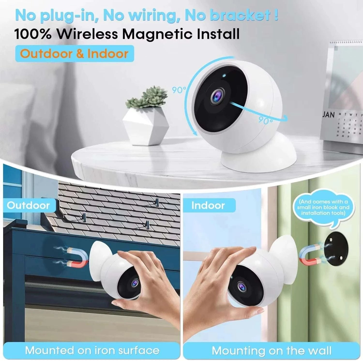 2K 5MP WiFi Security Camera with AI Detection & Night Vision-2PC NO SD Card / Type-C