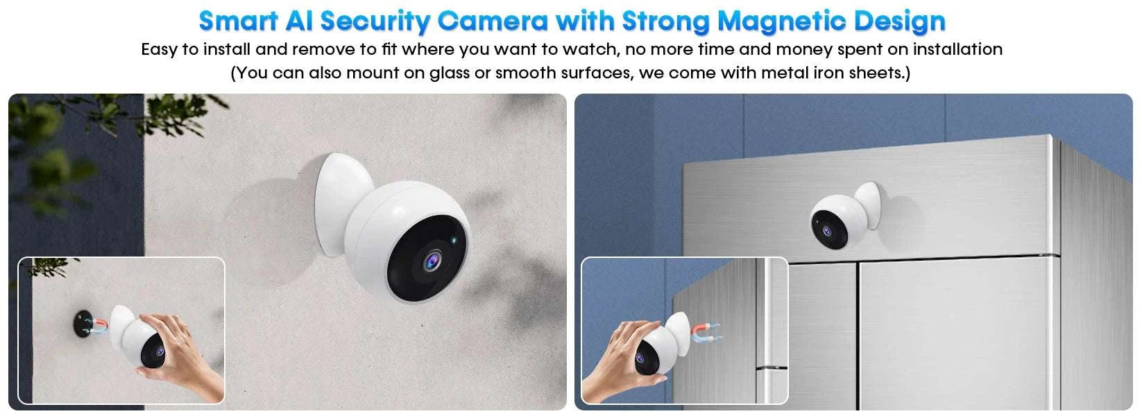 2K 5MP WiFi Security Camera with AI Detection & Night Vision-2PC NO SD Card / Type-C