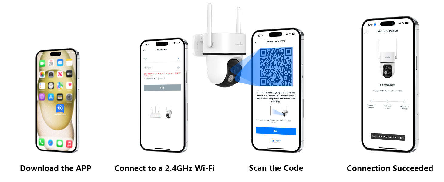 2K Dual Lens Solar Wireless Outdoor PTZ Security Camera-4PCS / Germany