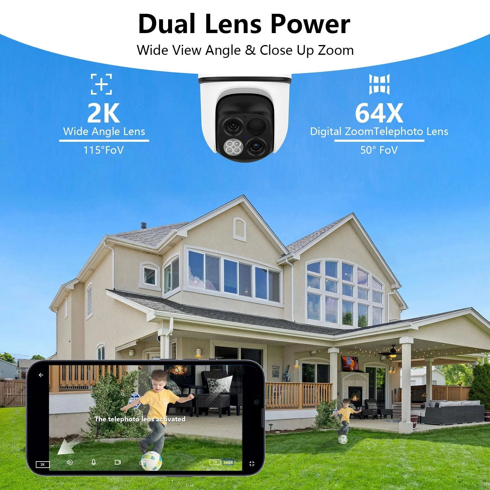 2K Dual Lens Solar Wireless Outdoor PTZ Security Camera-4PCS / Germany