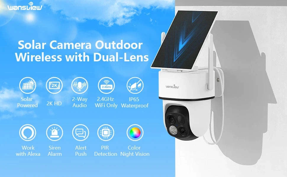 2K Dual Lens Solar Wireless Outdoor PTZ Security Camera-4PCS / Germany