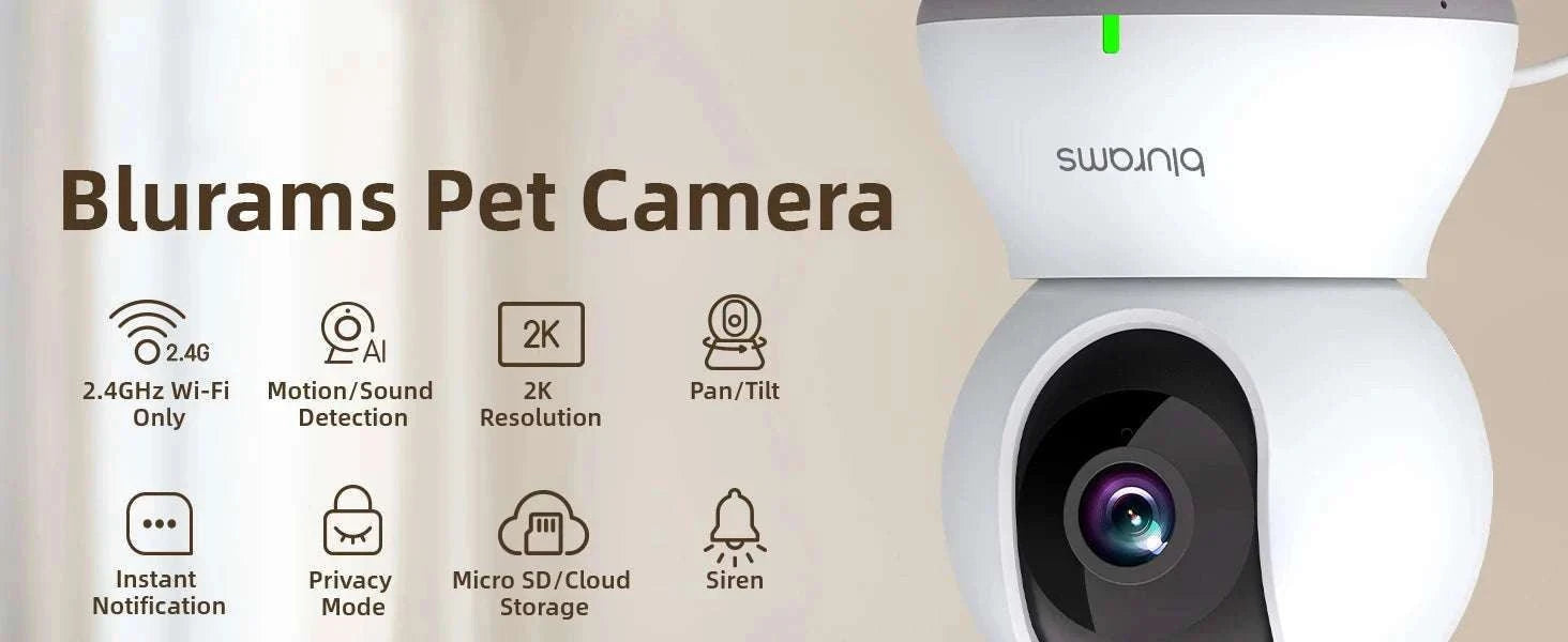 2K Indoor Security Camera 360° PTZ with App, Night Vision & Talk-USB / japan