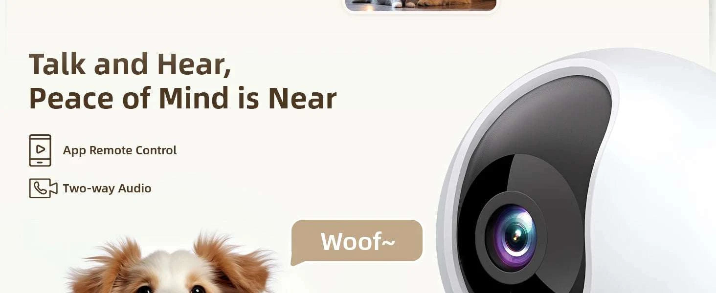 2K Indoor Security Camera 360° PTZ with App, Night Vision & Talk-USB / japan
