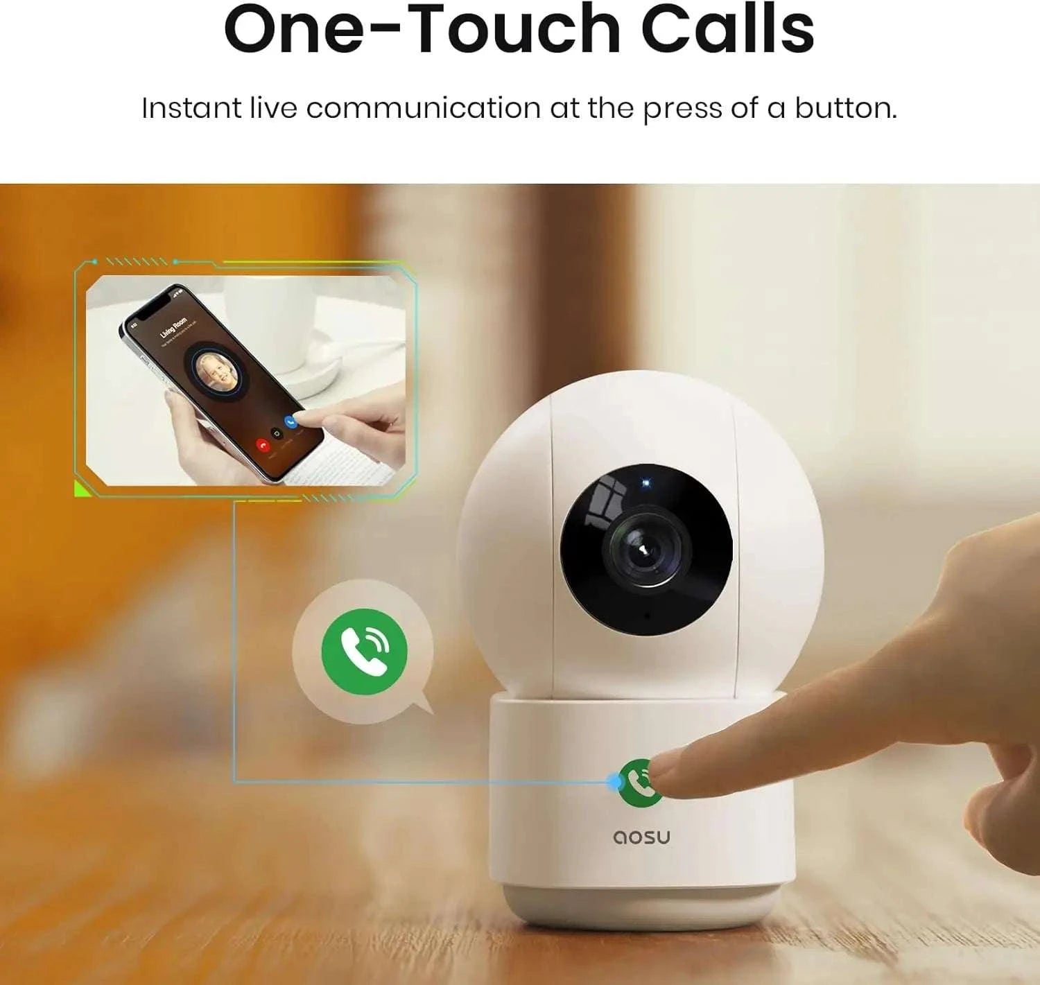 2K Indoor Security Camera 360° View Motion Tracking Alexa 2 Pack-United States
