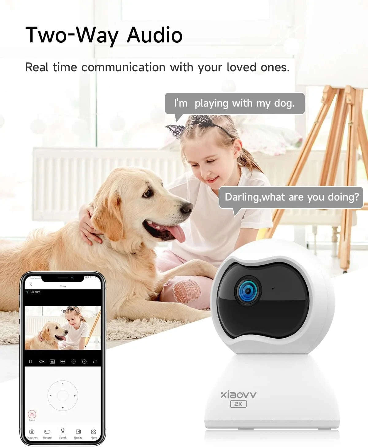 2K Indoor WiFi Security Camera 360° Tracking & Night Vision-EU Plug