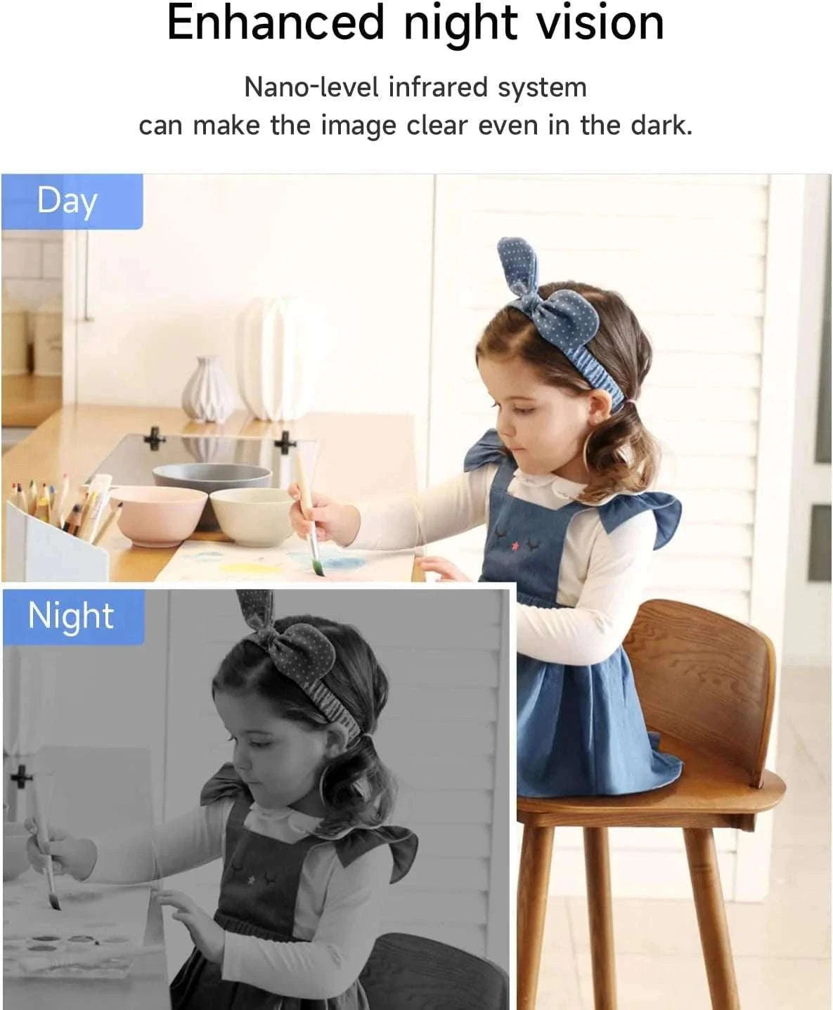 2K Indoor WiFi Security Camera 360° Tracking & Night Vision-US Plug