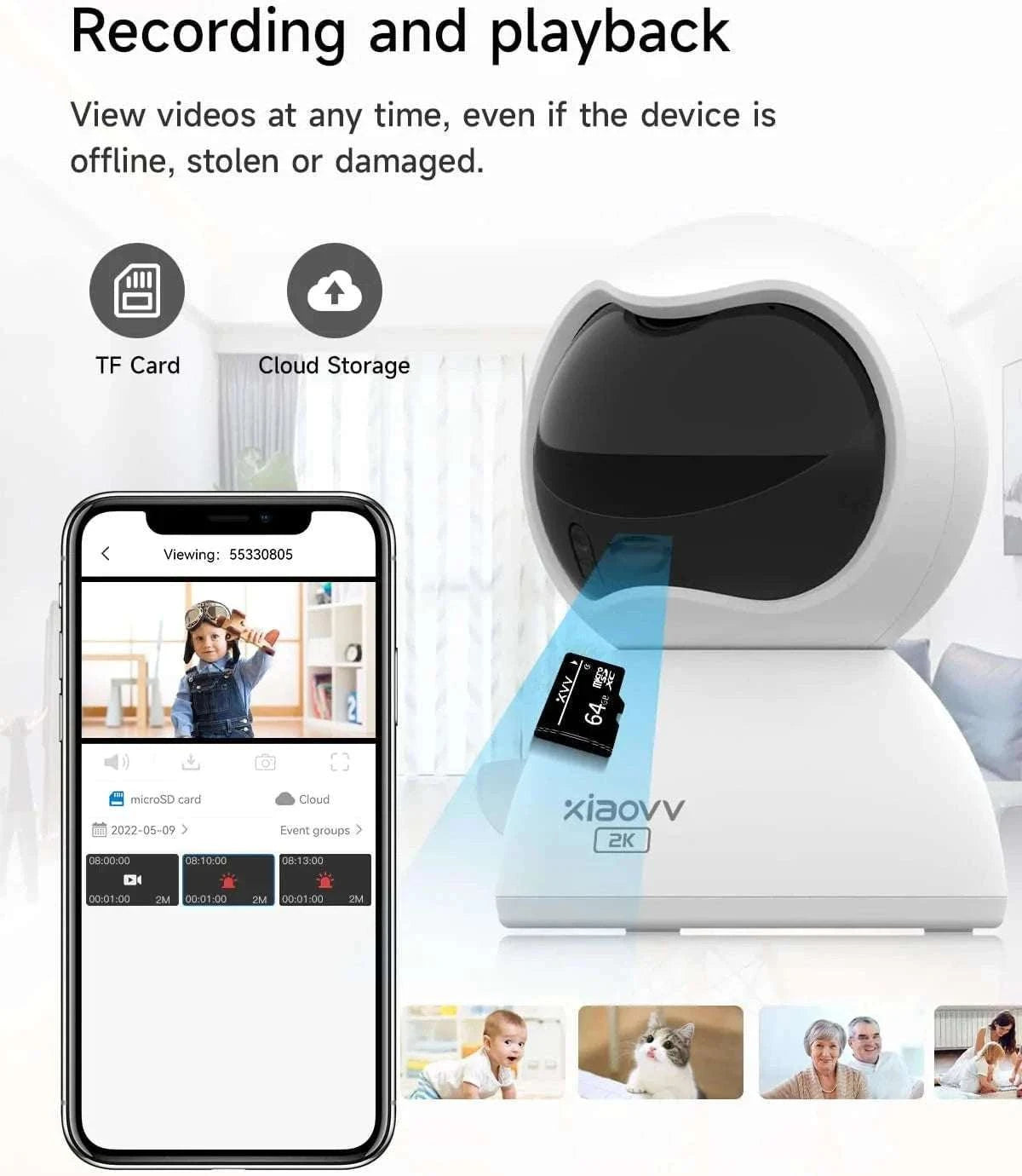 2K Indoor WiFi Security Camera 360° Tracking & Night Vision-US Plug