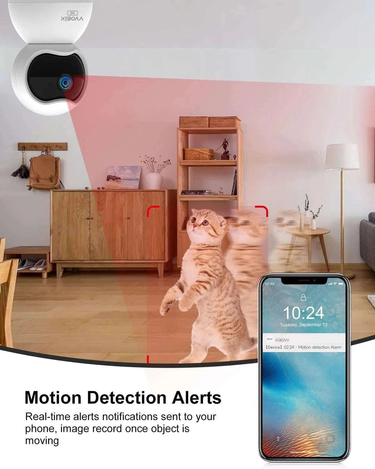 2K Indoor WiFi Security Camera 360° Tracking & Night Vision-US Plug