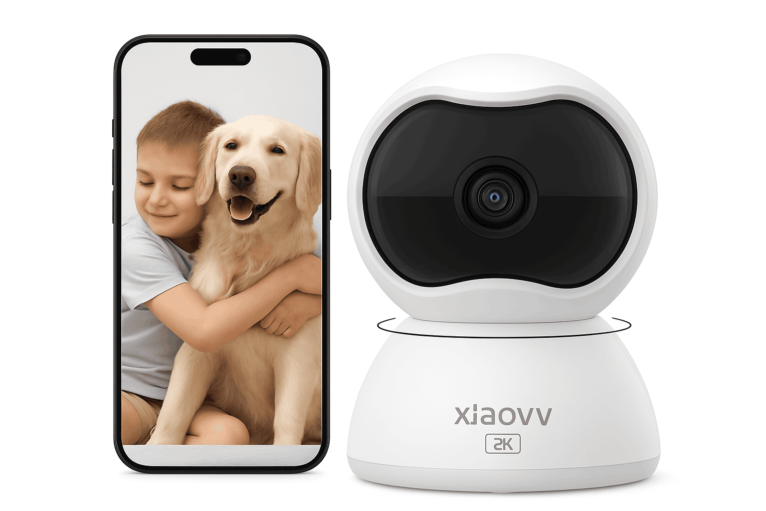 2K Indoor WiFi Security Camera 360° Tracking & Night Vision-US Plug