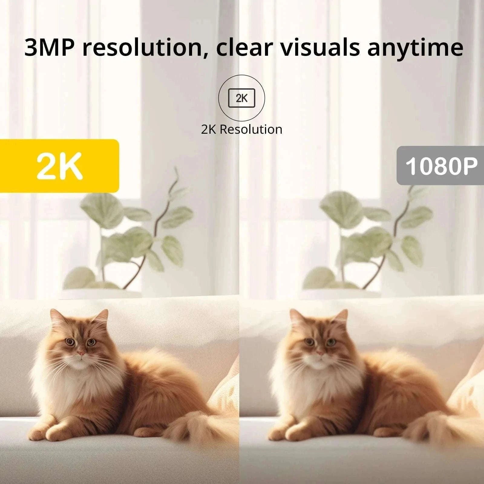 2K Indoor WiFi Security Camera with 2-Way Audio & Motion Detection-US Plug