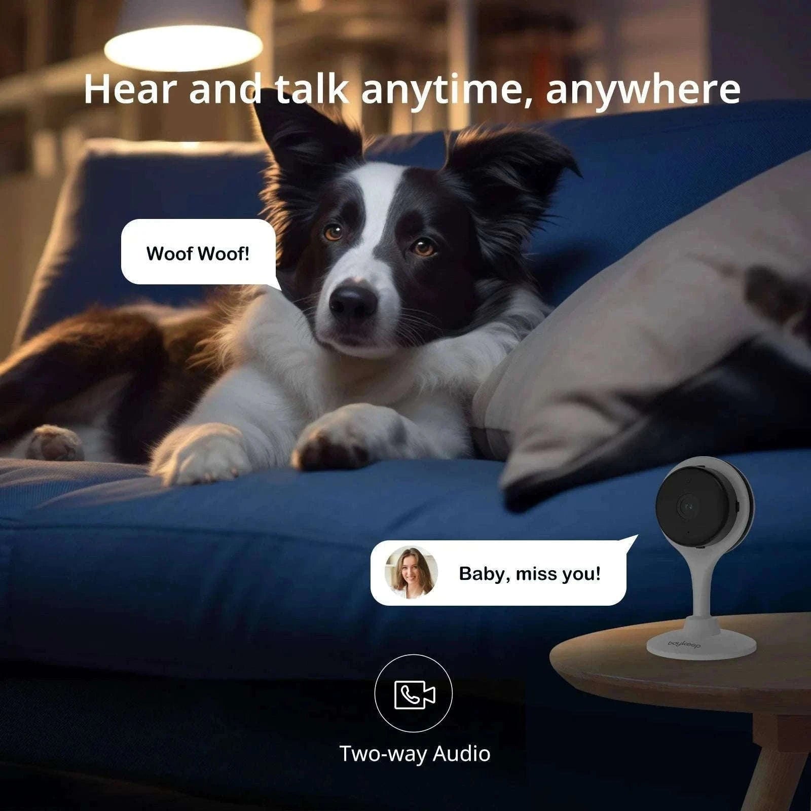 2K Indoor WiFi Security Camera with 2-Way Audio & Motion Detection-US Plug