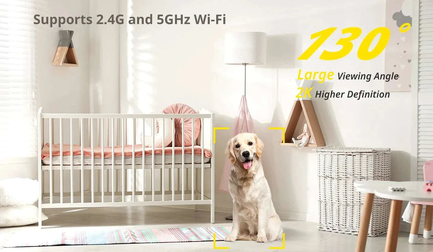 2K Indoor WiFi Security Camera with 2-Way Audio & Motion Detection-US Plug
