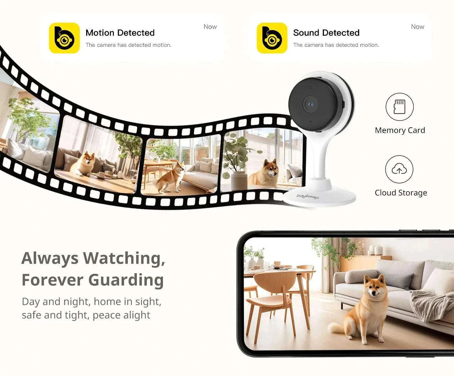 2K Indoor WiFi Security Camera with 2-Way Audio & Motion Detection-US Plug