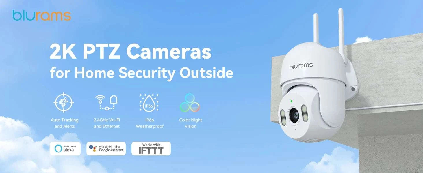 2K Outdoor Security Camera 360° PTZ with Color Night Vision-EU Plug