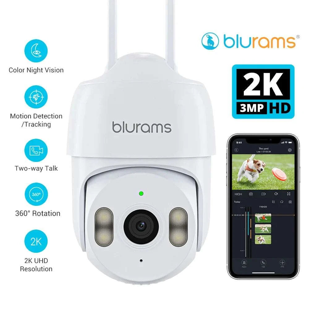 2K Outdoor Security Camera 360° PTZ with Color Night Vision-EU Plug