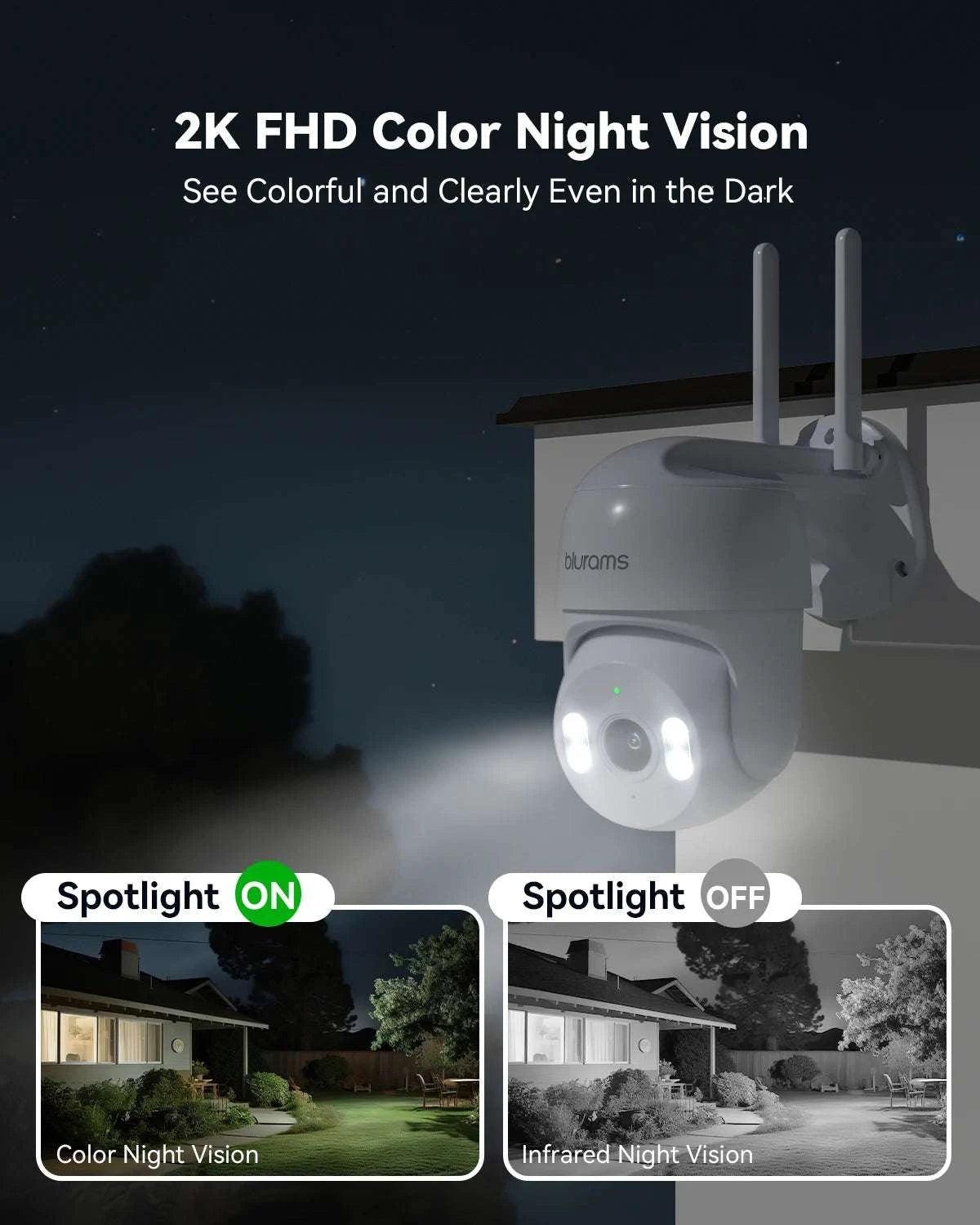 2K Outdoor Security Camera 360° PTZ with Color Night Vision-EU Plug