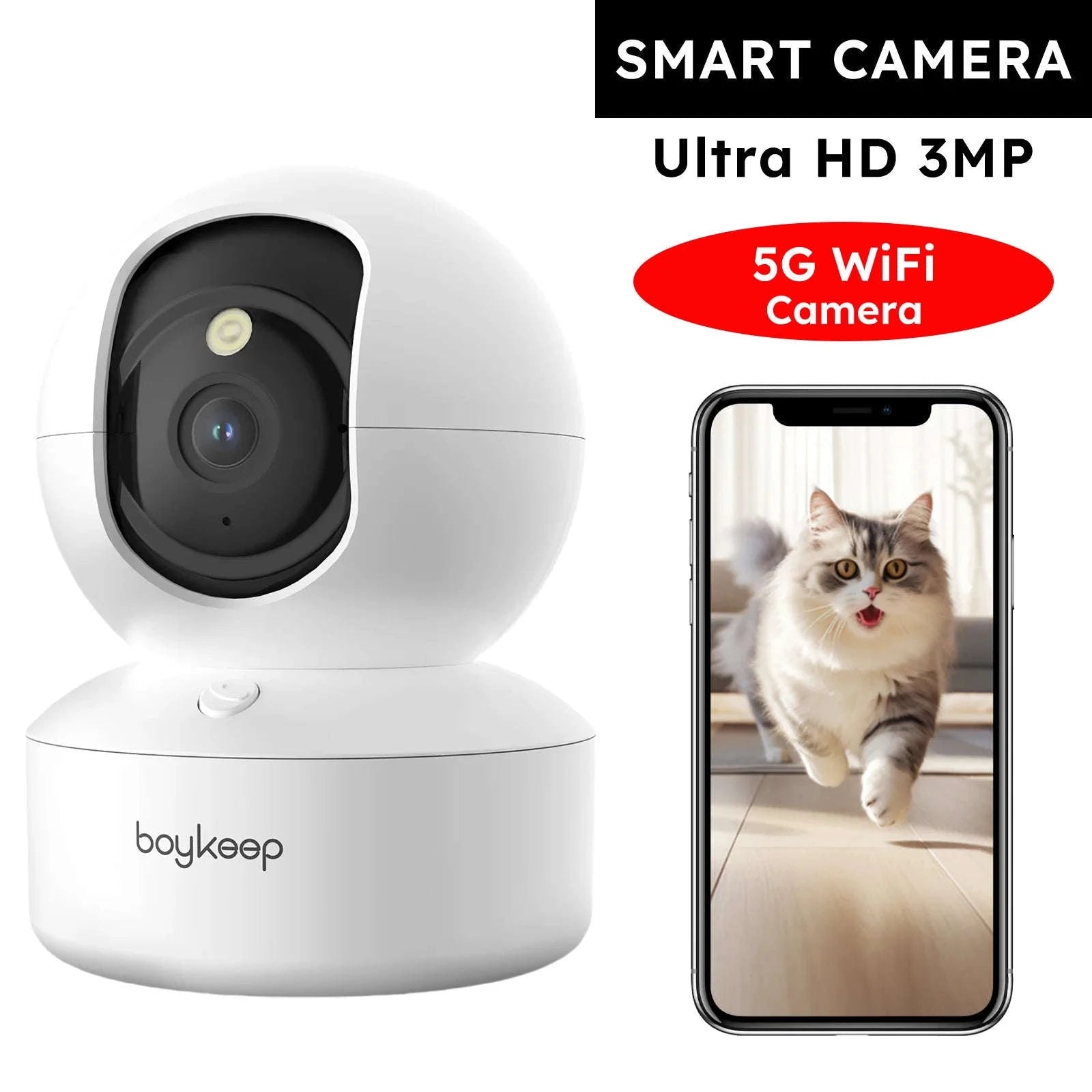 2K Pet Camera with App, Dual-Band WiFi, 360° Pan & Tilt, 2-Way Audio, Night Vision-USB