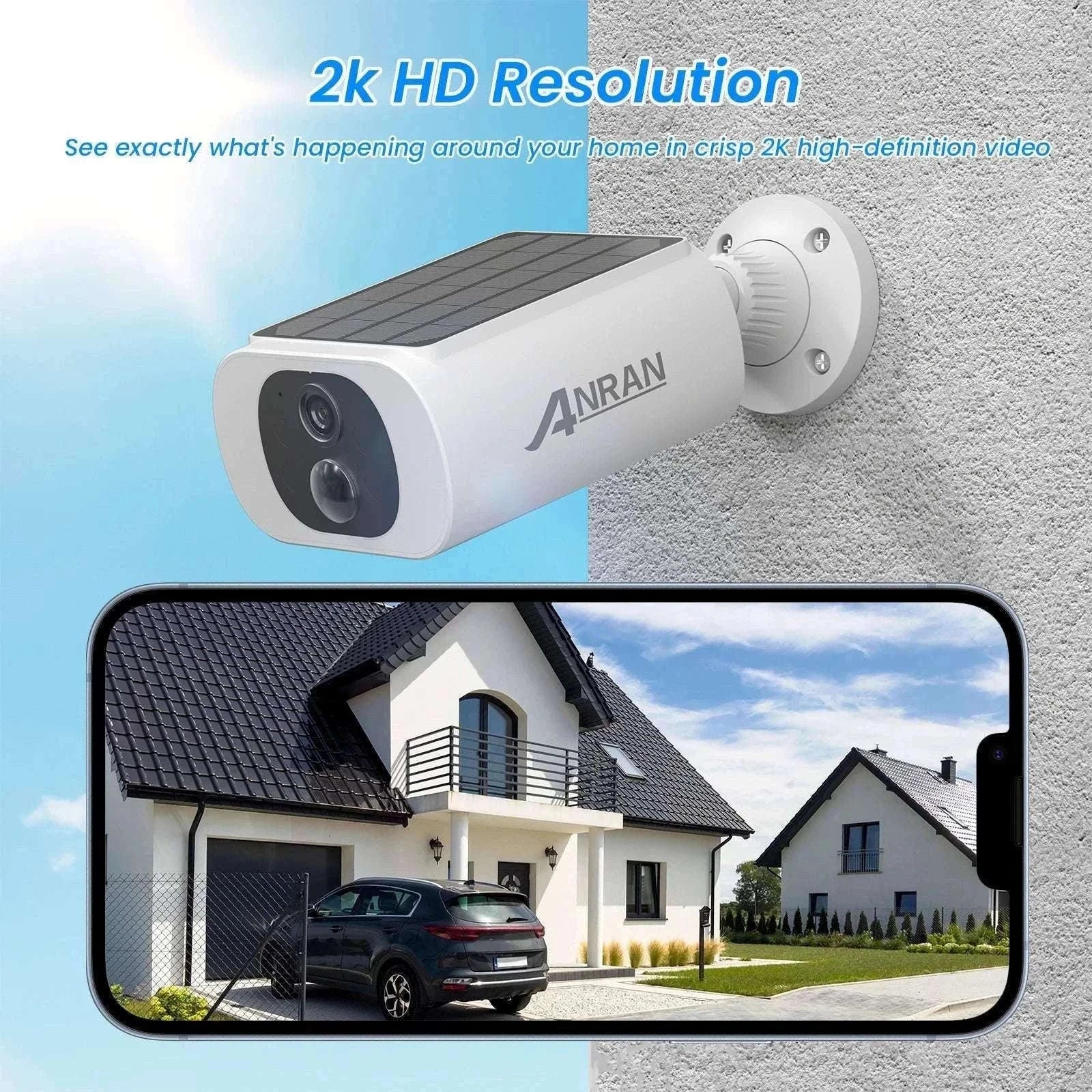 2K Solar Security Camera Wireless Outdoor with Night Vision & Audio-1PC 2K Solar Camera / China Mainland