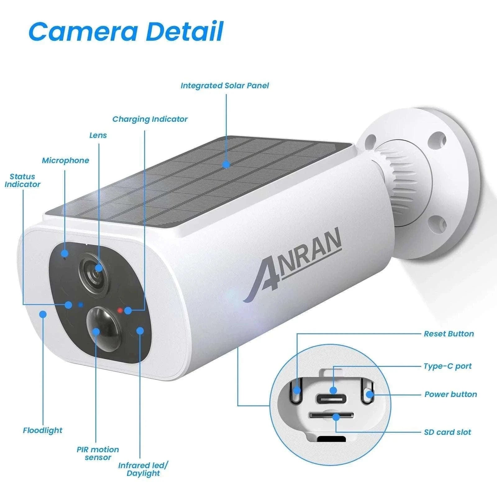 2K Solar Security Camera Wireless Outdoor with Night Vision & Audio-1PC 2K Solar Camera / China Mainland