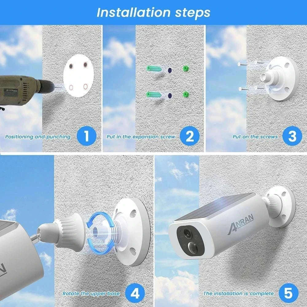2K Solar Security Camera Wireless Outdoor with Night Vision & Audio-1PC 2K Solar Camera / China Mainland