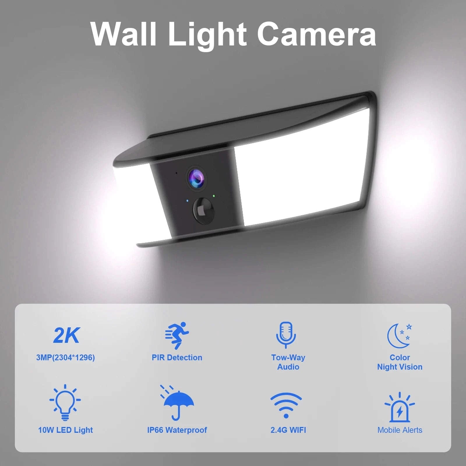 2K Solar Wall Light Camera with Color Night Vision and Human Detection-1PC Camera / spain