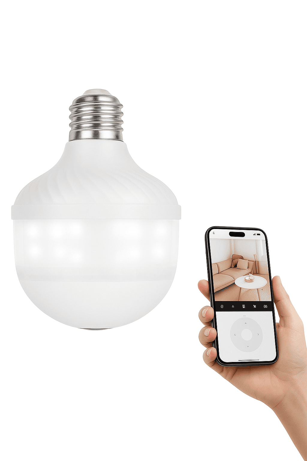 2K WiFi Bulb Camera with 360° Panoramic Night Vision-D8-WIFI-add 128GB / No plug