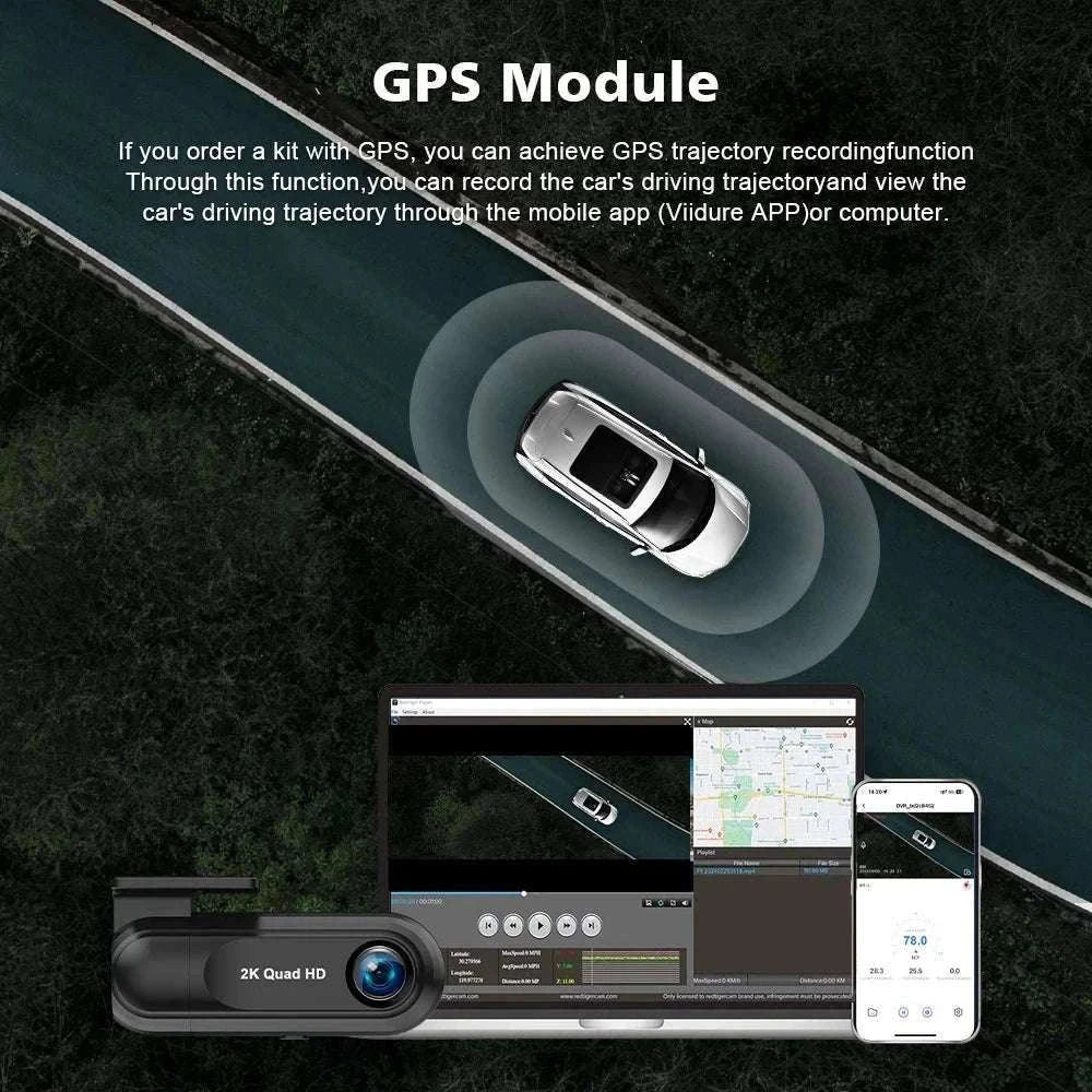 2K WiFi Dash Cam with Night Vision and GPS Support-Only S40 Dashcam / 64G