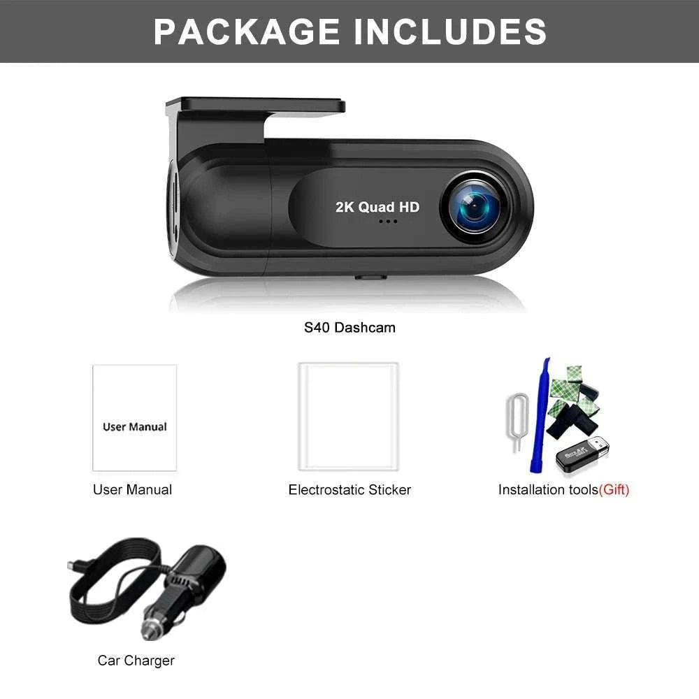 2K WiFi Dash Cam with Night Vision and GPS Support-Only S40 Dashcam / 64G