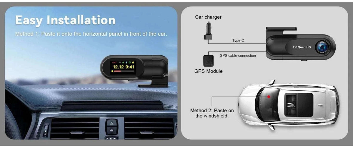 2K WiFi Dash Cam with Night Vision and GPS Support-Only S40 Dashcam / 64G