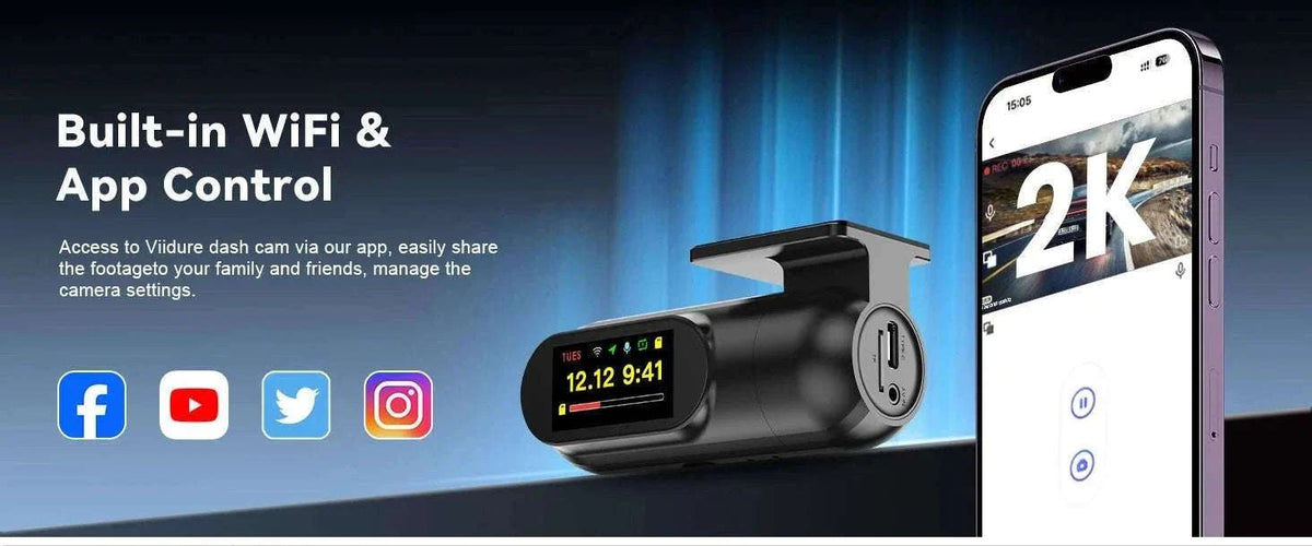 2K WiFi Dash Cam with Night Vision and GPS Support-Only S40 Dashcam / 64G