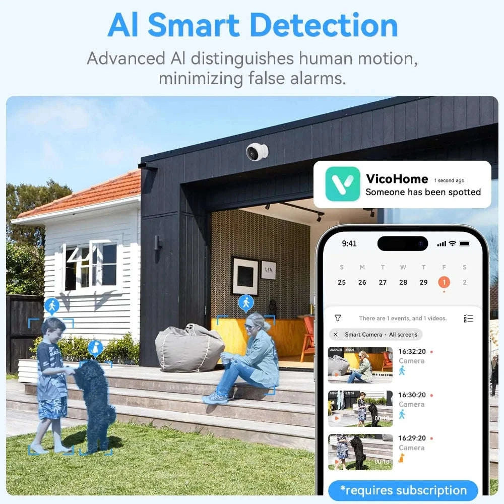 2K WiFi Security Camera Outdoor Magnetic Wireless with Night Vision-White