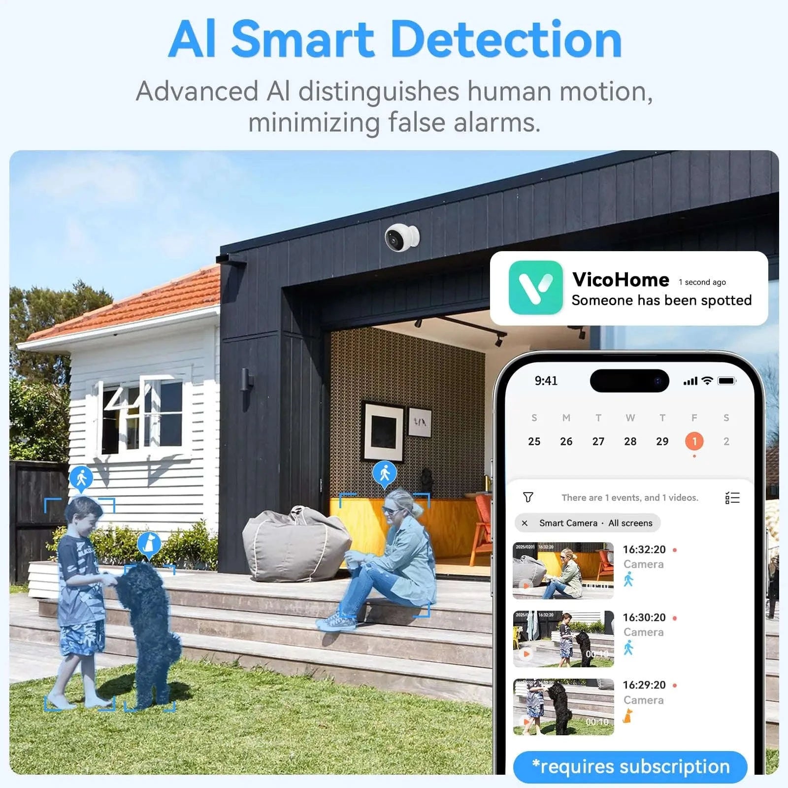 2K WiFi Security Camera Outdoor Magnetic Wireless with Night Vision-White