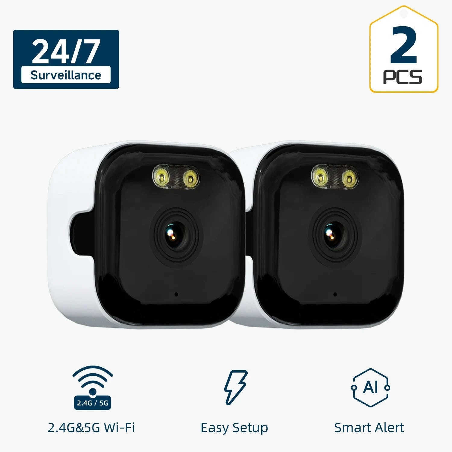 2K Window Security Camera No-Drill with Motion Detection & Night Vision-Window Cam-1pcs