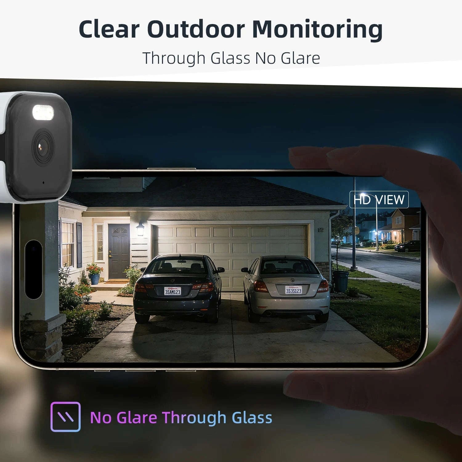 2K Window Security Camera No-Drill with Motion Detection & Night Vision-Window Cam-1pcs