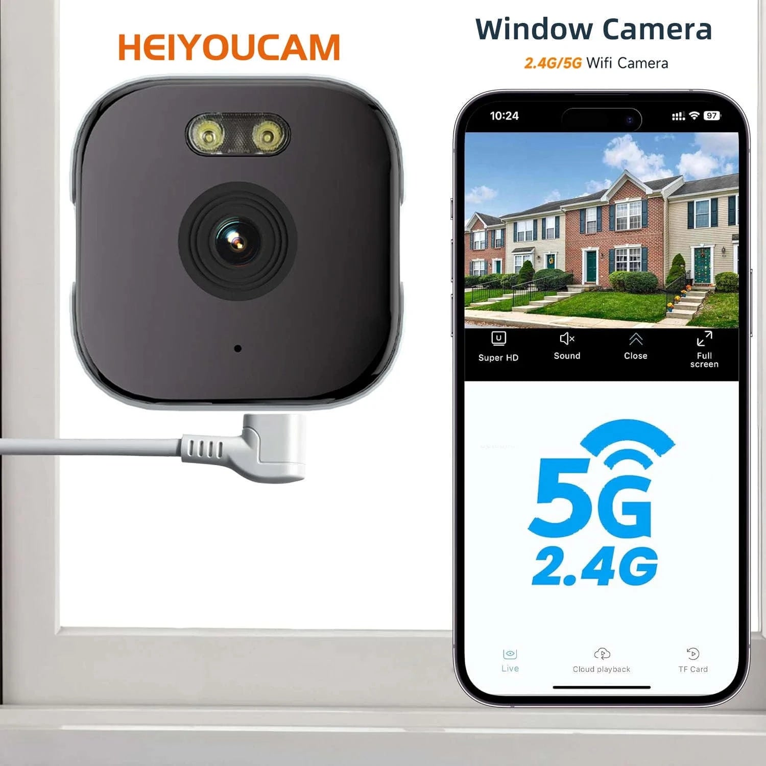 2K Window Security Camera No-Drill with Motion Detection & Night Vision-Window Cam-1pcs