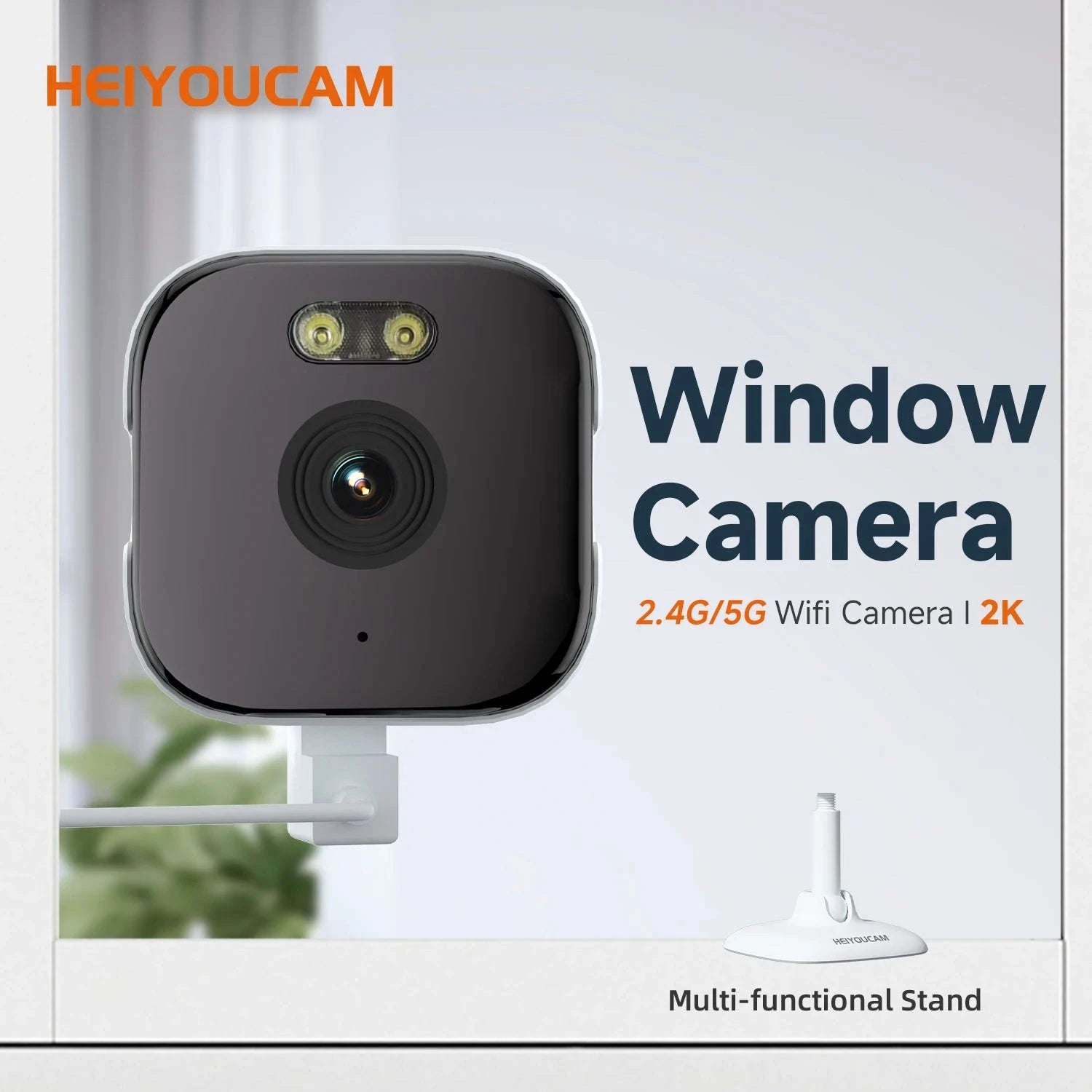 2K Window Security Camera No-Drill with Motion Detection & Night Vision-Window Cam-1pcs