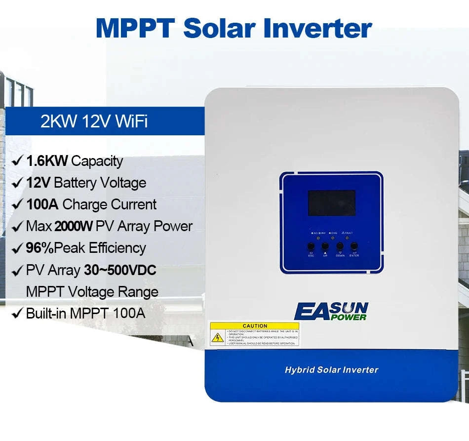 2KVA 1.6KW Hybrid Solar Inverter 12V 230V 100A MPPT Pure Sine Wave with WiFi-SMT-2KW-12V-WIFI / Poland