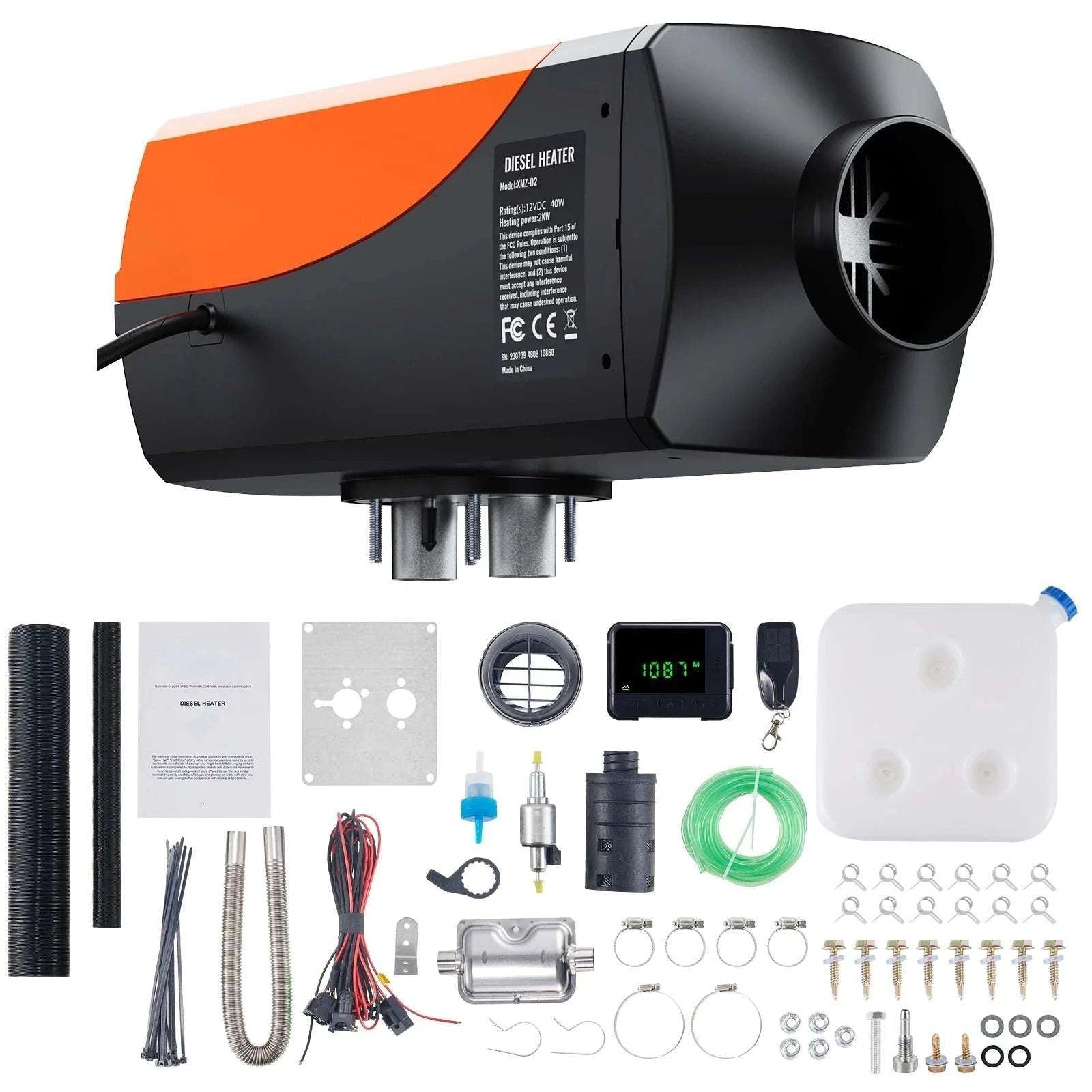 2KW Diesel Air Heater 12V with Remote LCD for RV Truck Boat-2KW LCD / United States