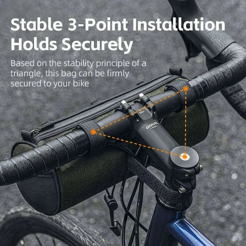 2L Bicycle Handlebar Bag with Shoulder Strap & 3-Point Mount-W009 / About 2L