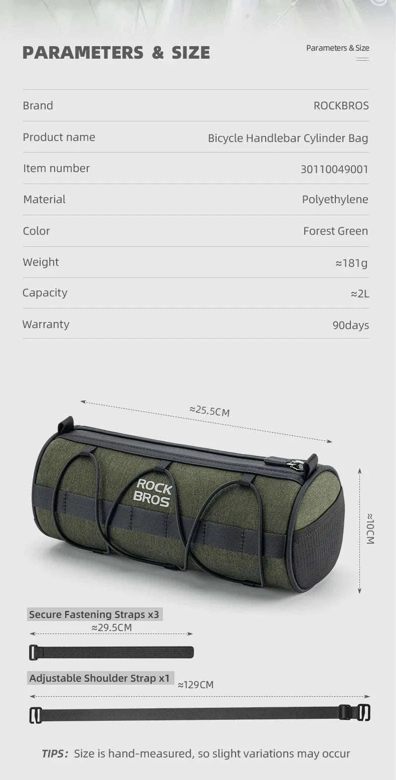 2L Bicycle Handlebar Bag with Shoulder Strap & 3-Point Mount-W009 / About 2L