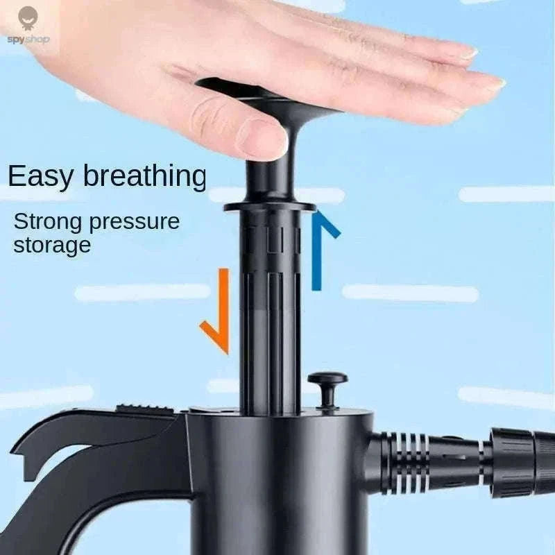 2L Hand Pump Foam Sprayer with 3 Nozzles for Car Care-black