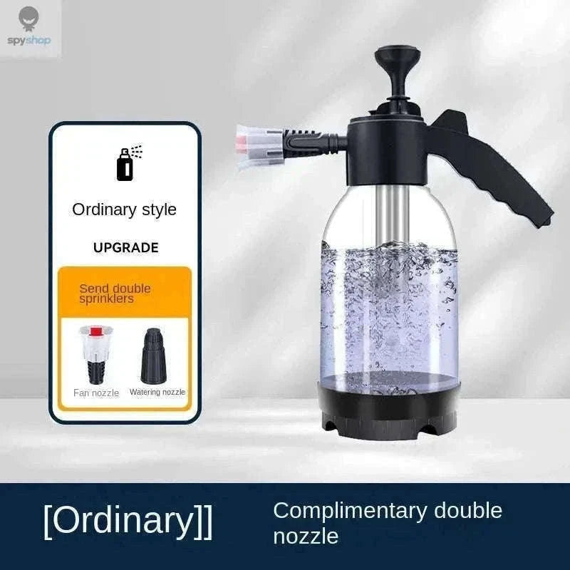2L Hand Pump Foam Sprayer with 3 Nozzles for Car Care-black