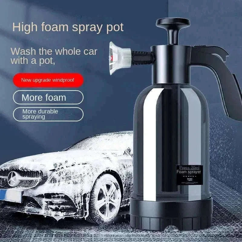 2L Hand Pump Foam Sprayer with 3 Nozzles for Car Care-black