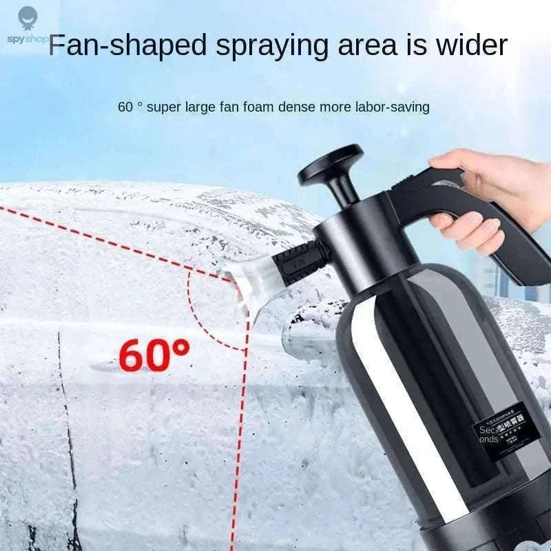 2L Hand Pump Foam Sprayer with 3 Nozzles for Car Care-black