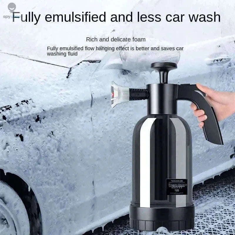 2L Hand Pump Foam Sprayer with 3 Nozzles for Car Care-black