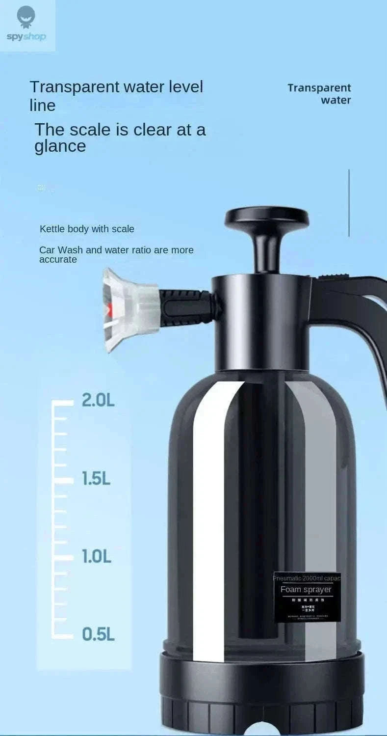 2L Hand Pump Foam Sprayer with 3 Nozzles for Car Care-black